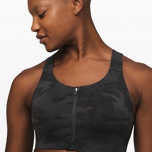 Lululemon camo Enlite zip front sports bra